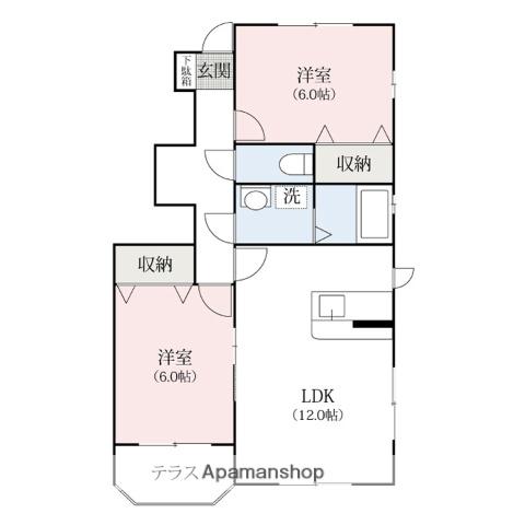 ピュール ネージュ B(2LDK/1階)の間取り写真