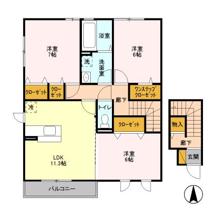 ラ・メゾンMMDⅡ(3LDK/2階)の間取り写真