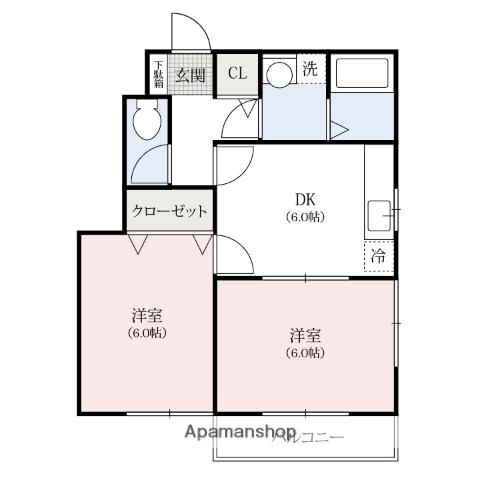 T・Bハイツ龍舞(2DK/1階)の間取り写真