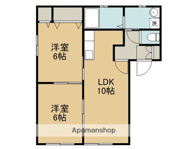 ルミエールB(2LDK/1階)の間取り写真