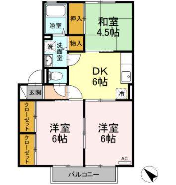 ハッピータウン(3DK/1階)の間取り写真