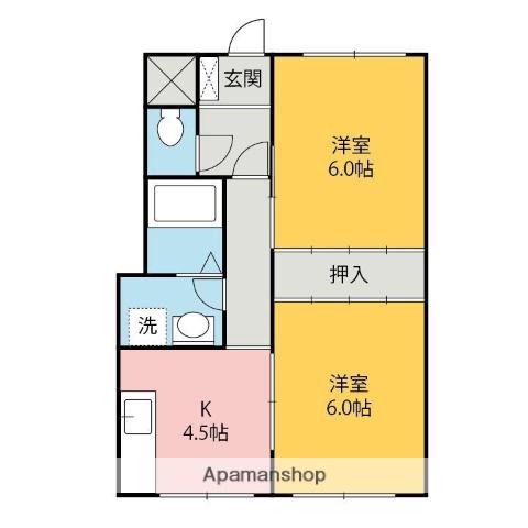 コーポニシムラ(2K/1階)の間取り写真