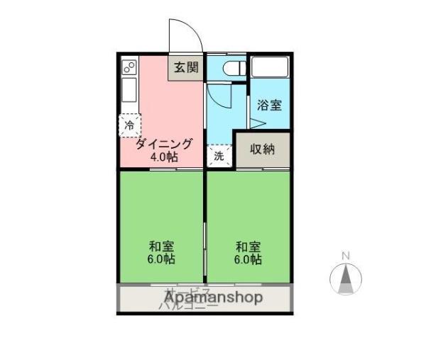 台ハイツB(2K/1階)の間取り写真