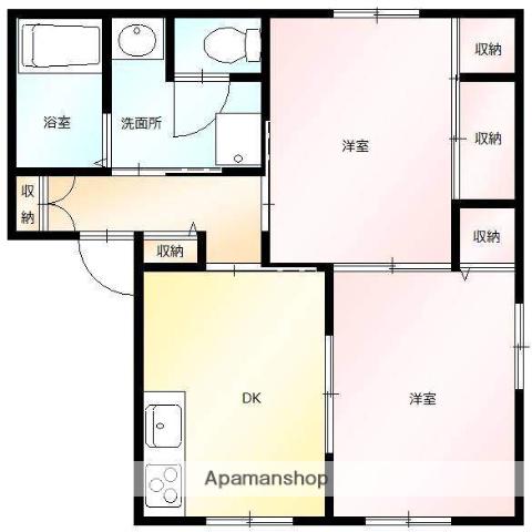 エムロードTOMI C(2DK/1階)の間取り写真