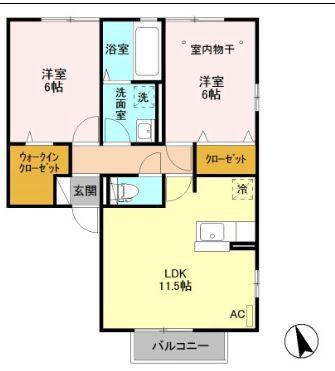 VI・リトルブランチ(2LDK/2階)の間取り写真