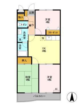 ウィズマンション(3DK/1階)の間取り写真