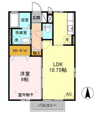 コンフォール・メゾンⅠ(1LDK/2階)の間取り写真