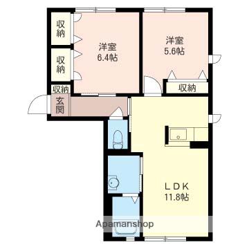 グラン・フォンテーヌA(2LDK/1階)の間取り写真