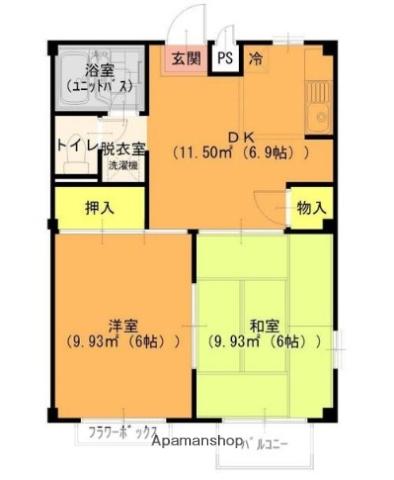 ビューラー7(2DK/3階)の間取り写真