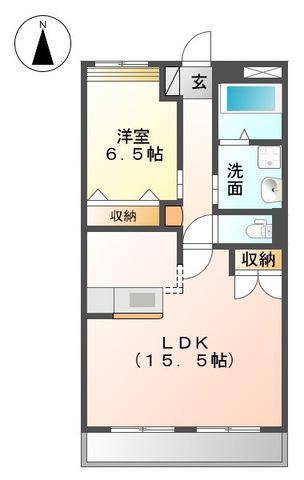 グランティアC(1LDK/1階)の間取り写真