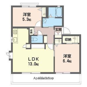 カーサグランデA(2LDK/1階)の間取り写真