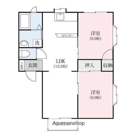 ハイツファミール A(2LDK/2階)の間取り写真