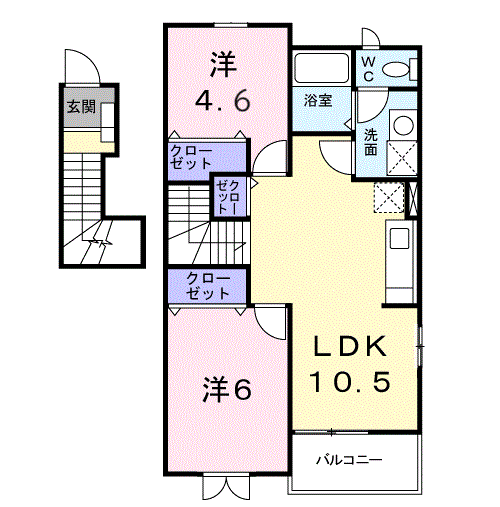 ウィングド・ディスク(2LDK/2階)の間取り写真