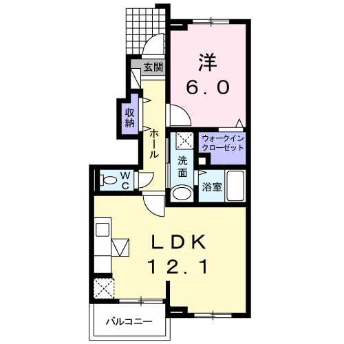 サン・クローネ チヨダB(1LDK/1階)の間取り写真