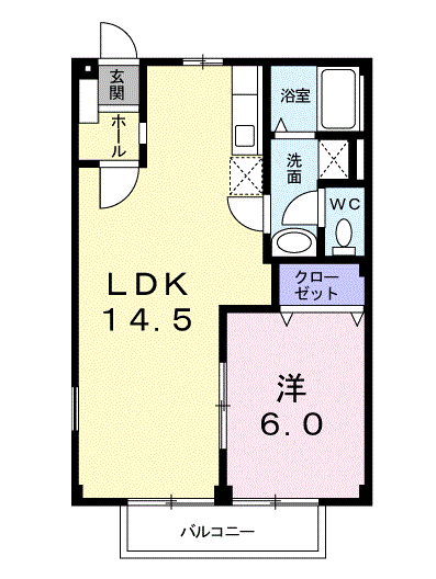 パークハイツY(1LDK/2階)の間取り写真