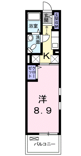 ブッシュクローバ-Ⅱ(1K/2階)の間取り写真