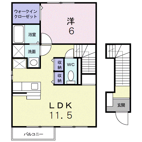 アウスレーゼⅠ(1LDK/2階)の間取り写真