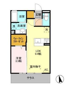 フロンティア F(1LDK/1階)の間取り写真