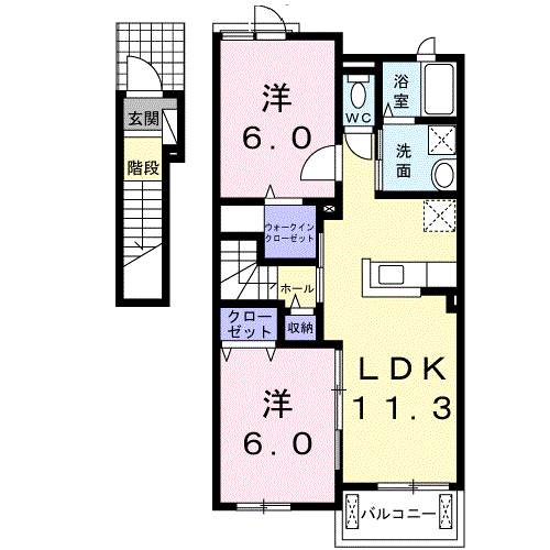 テ・ルサーマ D(2LDK/2階)の間取り写真