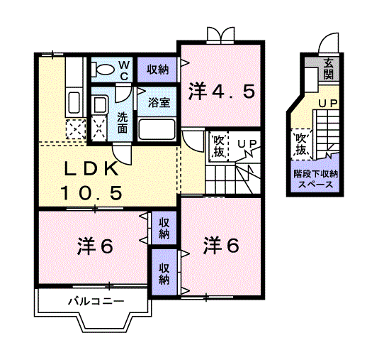サンハイム妻沼Ⅲ(3LDK/2階)の間取り写真