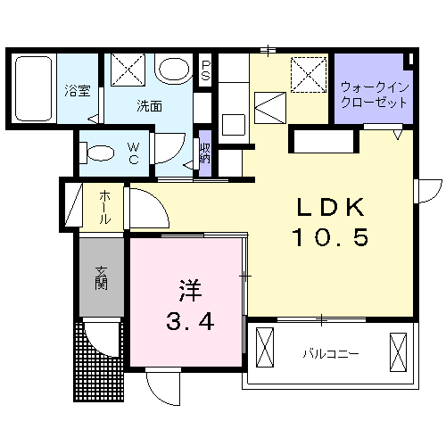 リアンB(1LDK/1階)の間取り写真