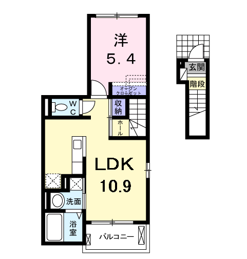 ジュネスFA(1LDK/2階)の間取り写真