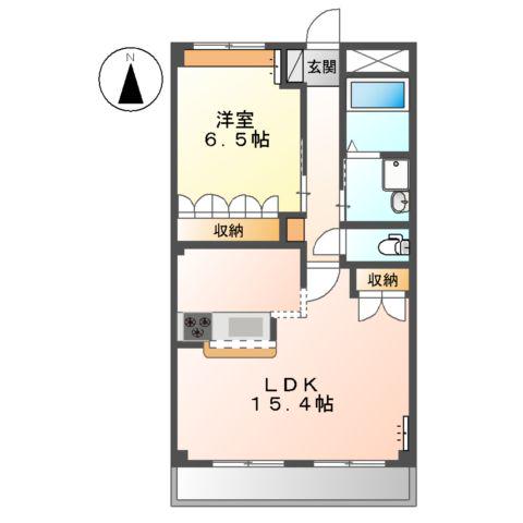 グリーンハイム(1LDK/5階)の間取り写真