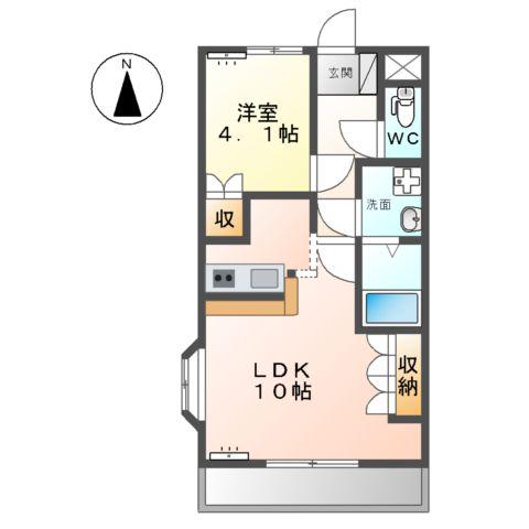 ルミナス・ウッド(1LDK/2階)の間取り写真