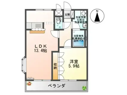 グリーンパークA(1LDK/2階)の間取り写真