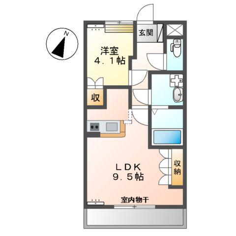 プリムロウズ(1LDK/2階)の間取り写真
