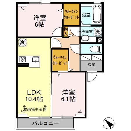 グローラ(2LDK/2階)の間取り写真