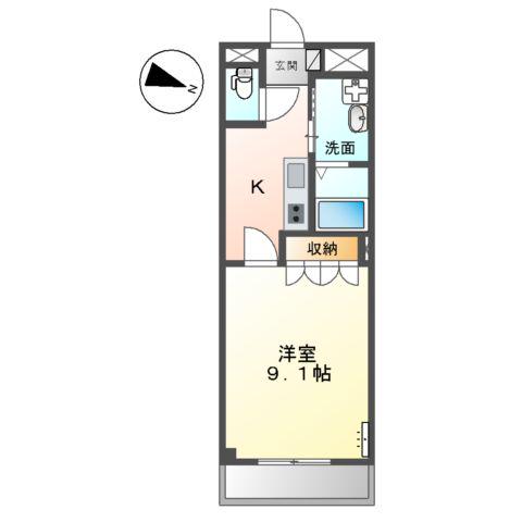 グランシャリオ(1K/2階)の間取り写真