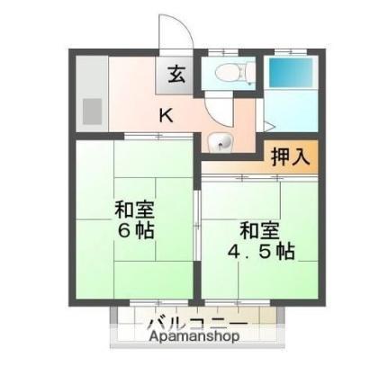 パナハイツアバン(2K/1階)の間取り写真