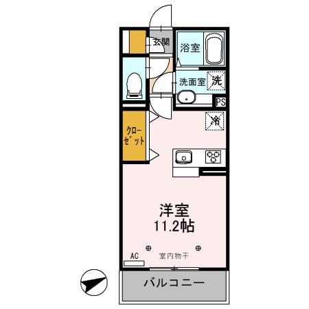 ブラスガーデン(ワンルーム/3階)の間取り写真