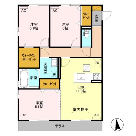 ステラ Ⅰ(3LDK/1階)の間取り写真