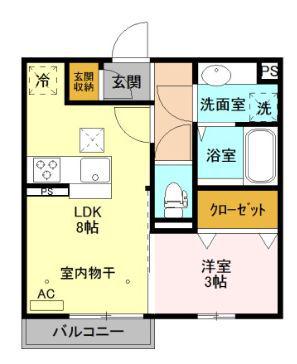 プレミストⅣ(1LDK/1階)の間取り写真
