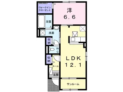 リュミエール C(1LDK/1階)の間取り写真