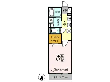 東武伊勢崎・大師線 細谷駅(群馬) 徒歩23分 3階建 築8年(1K/3階)の間取り写真