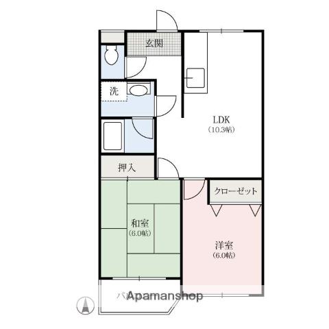 シーバハイツ(2LDK/3階)の間取り写真