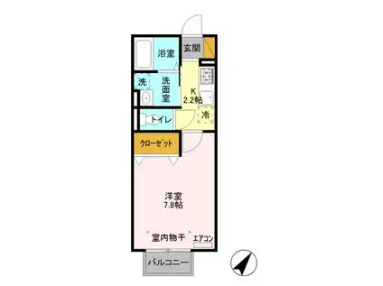 D-ROOM24 B(1K/1階)の間取り写真