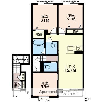 フェリシード(3LDK/2階)の間取り写真