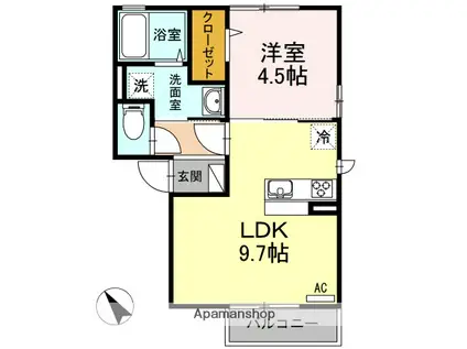 コーポ光新宿(1LDK/2階)の間取り写真