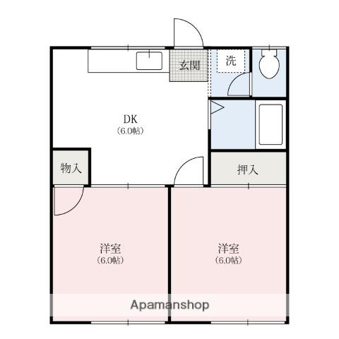 ハイツさち(2DK/1階)の間取り写真