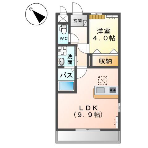 グランディールⅢ(1LDK/1階)の間取り写真