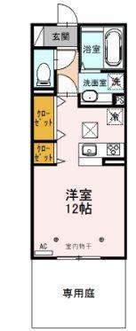 クレシア(ワンルーム/1階)の間取り写真