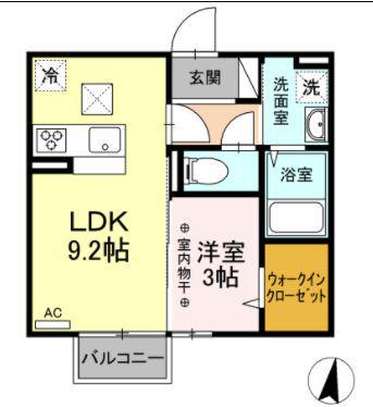 リコリス(1LDK/1階)の間取り写真