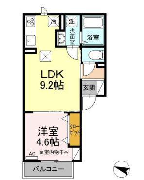 グランディール(1LDK/1階)の間取り写真