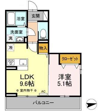 Mスカイ Ⅵ(1LDK/3階)の間取り写真