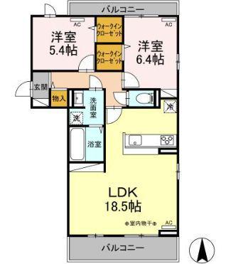 D-ROOM飯田町(2LDK/3階)の間取り写真