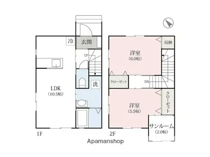 ブローノ(2LDK/1階)の間取り写真